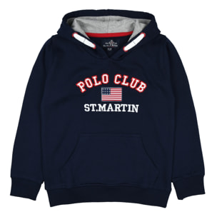 Felpa con cappuccio e ricamo logo Polo Club St Martin Blu