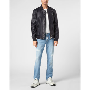PHILIPP PLEIN Leather Bomber ICONIC PLEIN