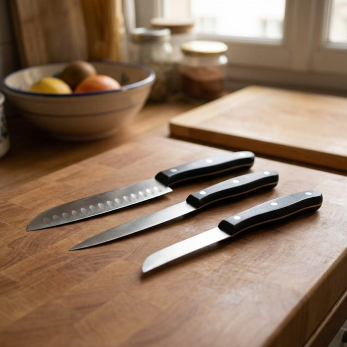 Ensemble de 3 couteaux de cuisine 20, 22 et 26 cm Nirosta Fit
