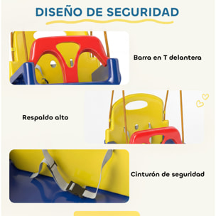 Columpio Infantil 3 en 1, Columpio para Niños, Cuerda Ajustable, con Respaldo Desmontable, Barra en T, Cinturón de Seguridad, para Interior, Exterior, Solo Asiento, Azul Oscuro