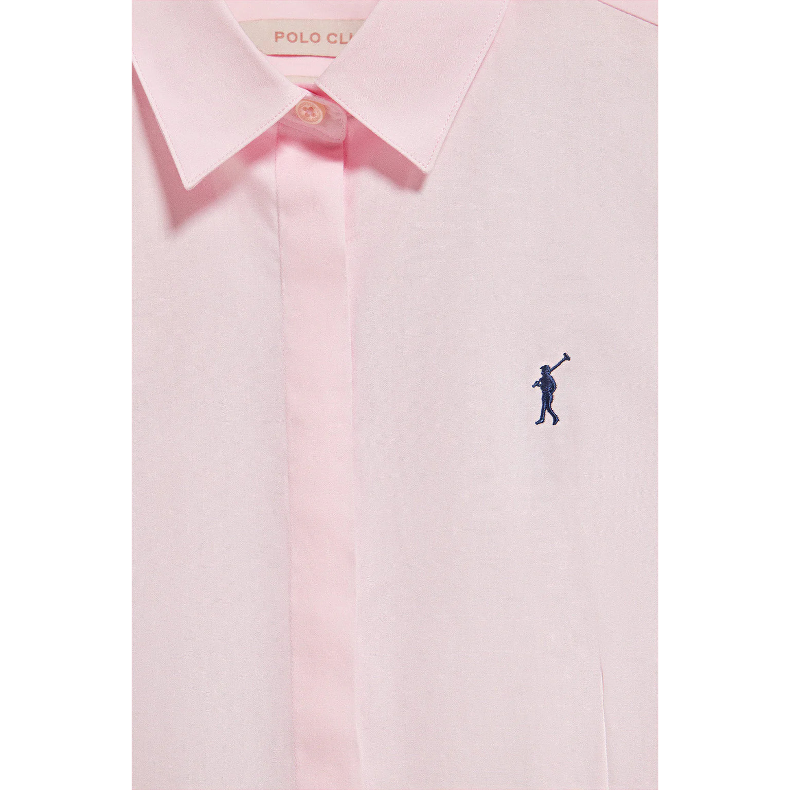 Camicia slim in popeline rosa con logo Rigby Go ricamato