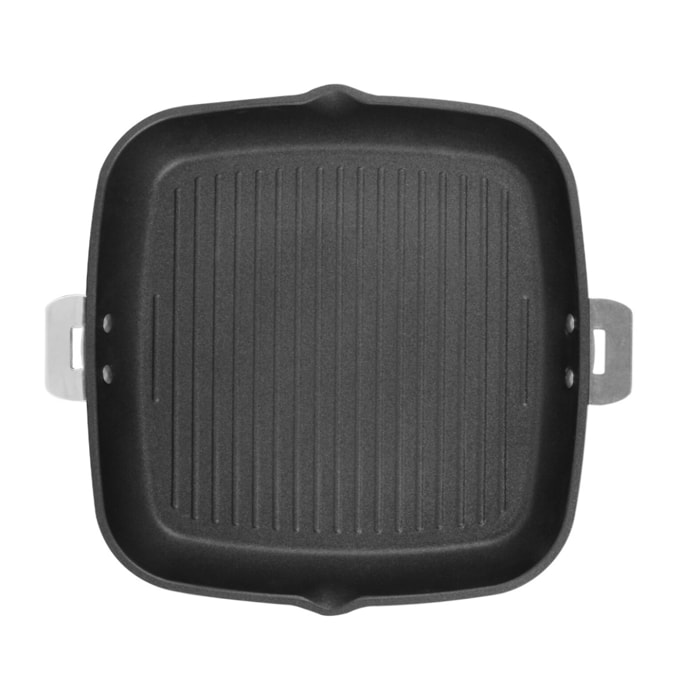 Gril carré en aluminium antiadhésif 28 cm - poignée amovible