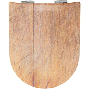 Abattant Double OLFA Déclipsable 'Bois Brut' - Beige