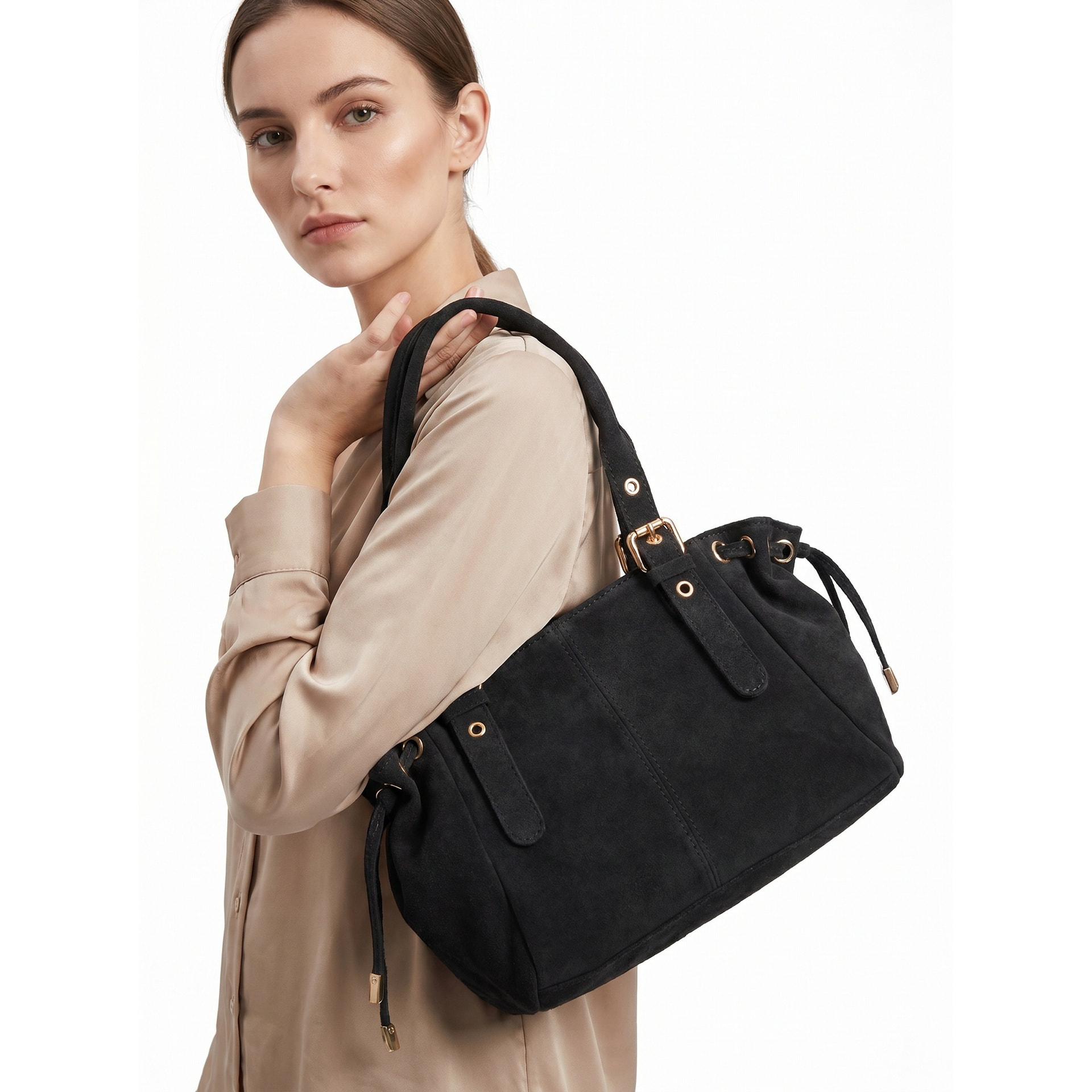 Borsa a mano da donna Made in Italy - Modello Lumena Lux - 100% pelle - 20.0 x 21.0 x 33.0 cm