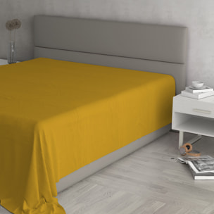 LENZUOLO SOPRA MAX COLOR, 100% Cotone, Tinta Unita, Made in Italy - SENAPE