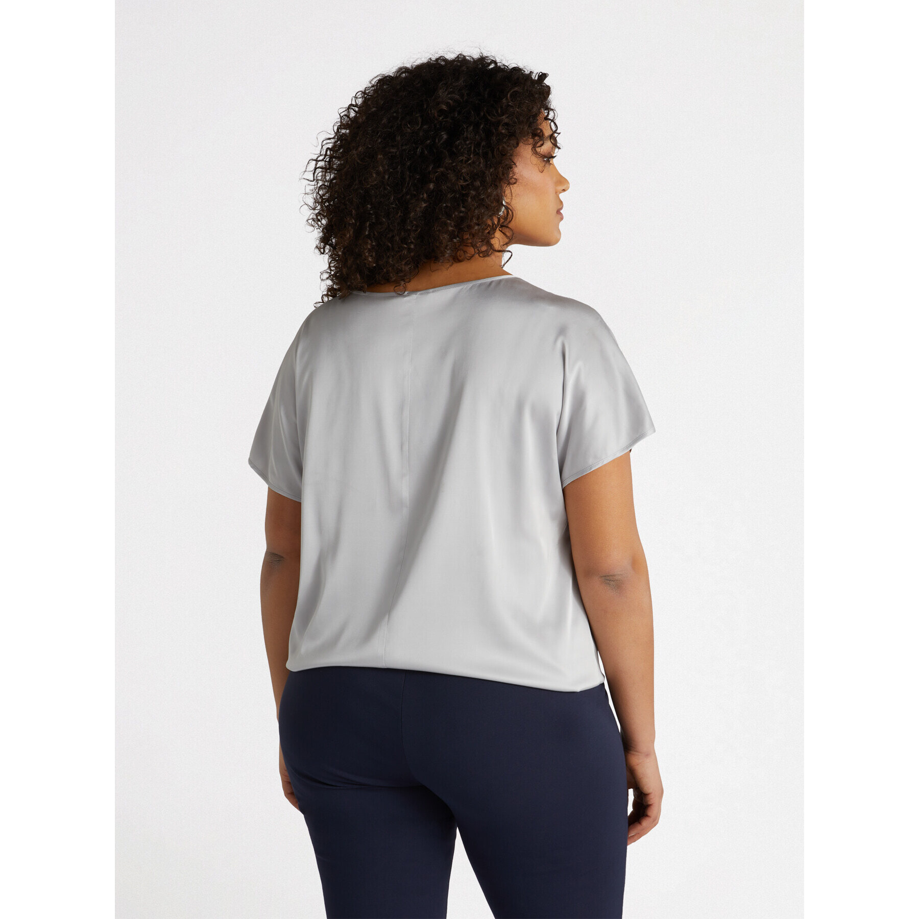 Fiorella Rubino - Blusa con viscosa LENZING™ ECOVERO™ con nodo al fondo - Grigio