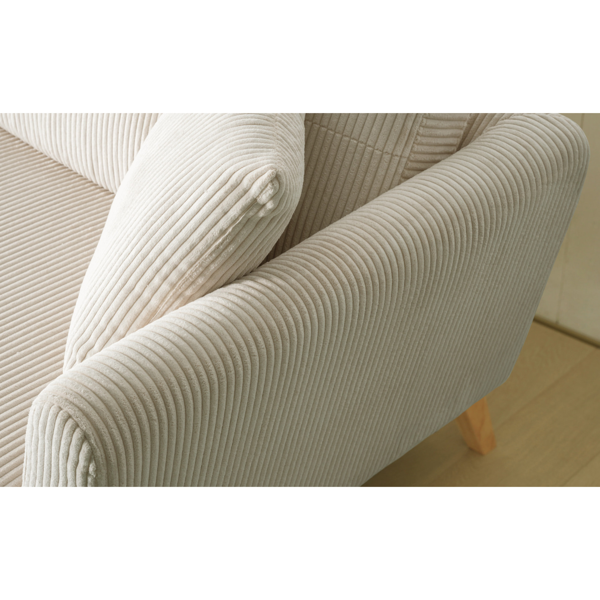 Canapé scandinave 3 places velours côtelé beige OSLO