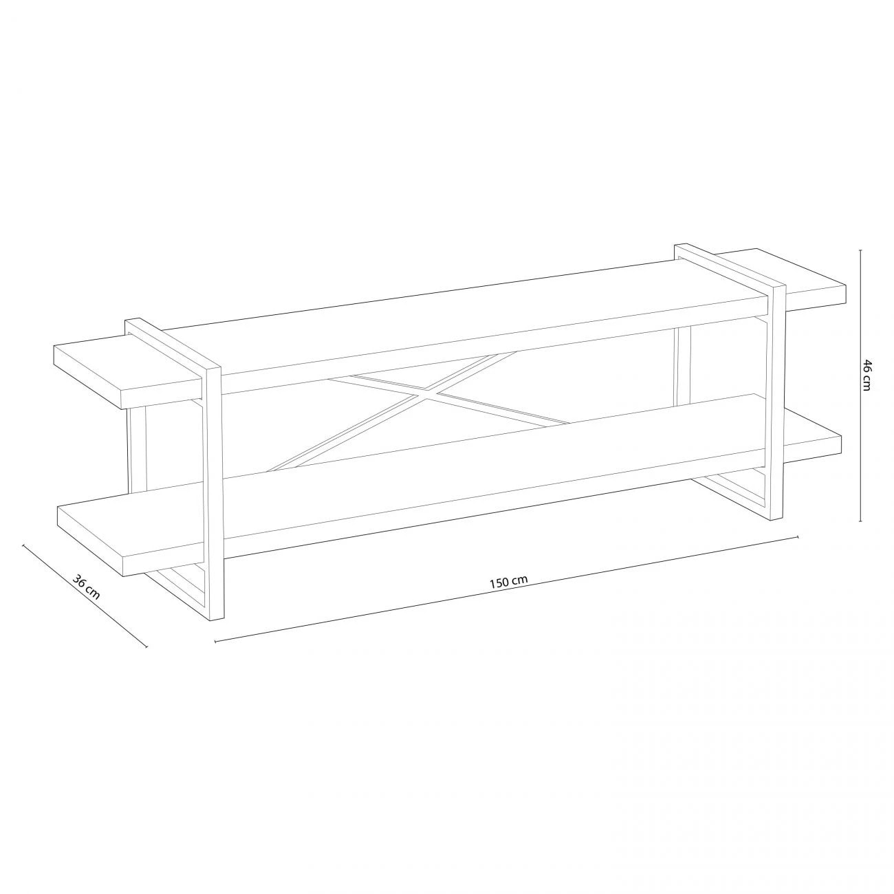 Mueble TV Plank Roble salvaje - Negro