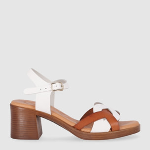 Sandalias de Piel - Multi-Blanco - Tacón: 5 cm