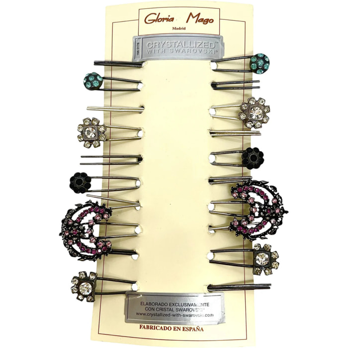 Pack 10 Horquilla recogido surtido con cristales de SW. Figuras GD