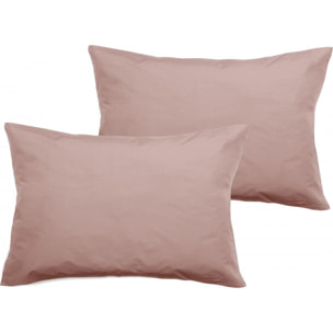 Lot de 2 taies d'oreiller percale pur coton peigné longues fibres 80 fils/cm² Vent du sud - Rose