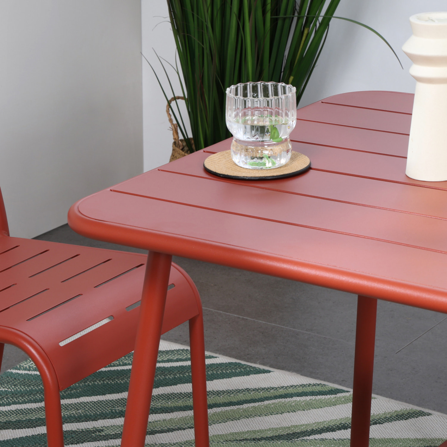 EVORA Salon de jardin repas 4 places terracotta