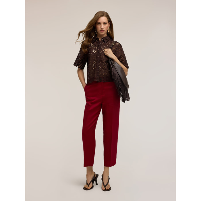 Motivi - Pantalones regular de mezcla de lino - Rojo