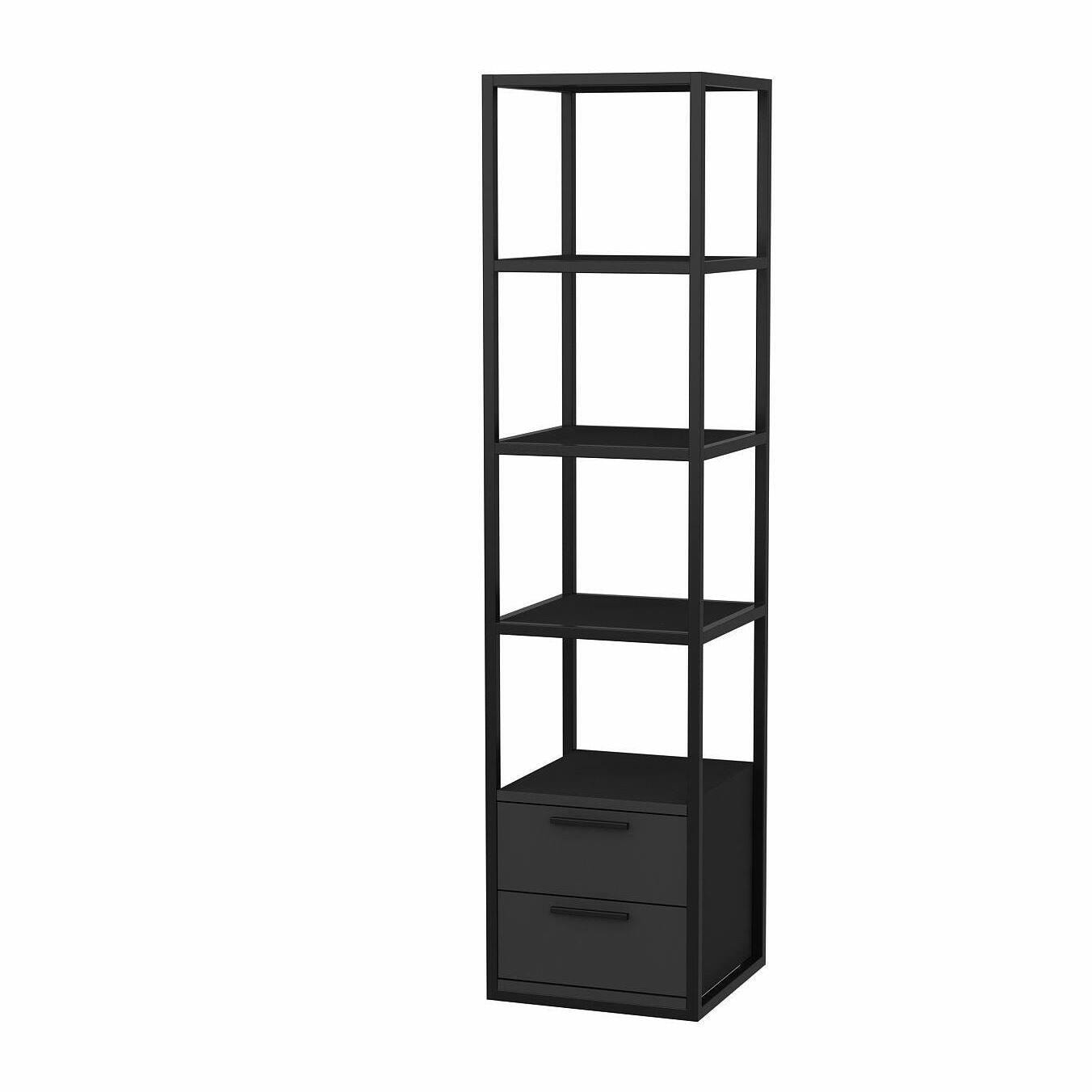 Libreria Dfogliat, Scaffale da ufficio, Mobile portalibri, Biblioteca, 39x39h169 cm, Nero e Antracite