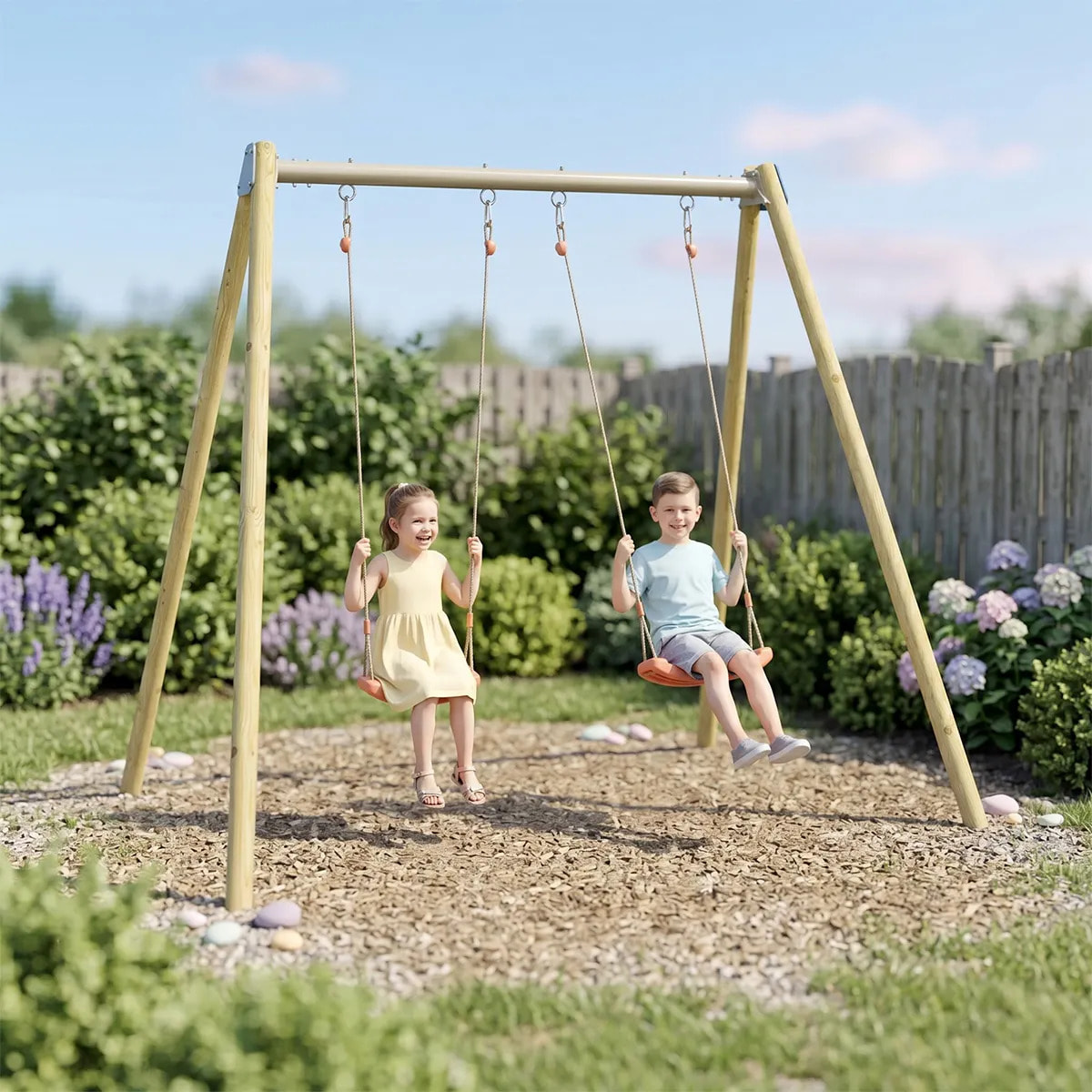 Balançoire double Techwood Harmonie DOUBLO - Aléo by Trigano