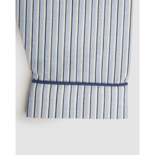 Pigiama lungo a camicia in cotone a righe Hermes blu Navy