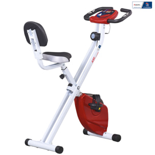 Vélo d'appartement pliable - collaboration Aosom.fr x FFHandball - 8 niv. résistance magnétique réglable - rouge