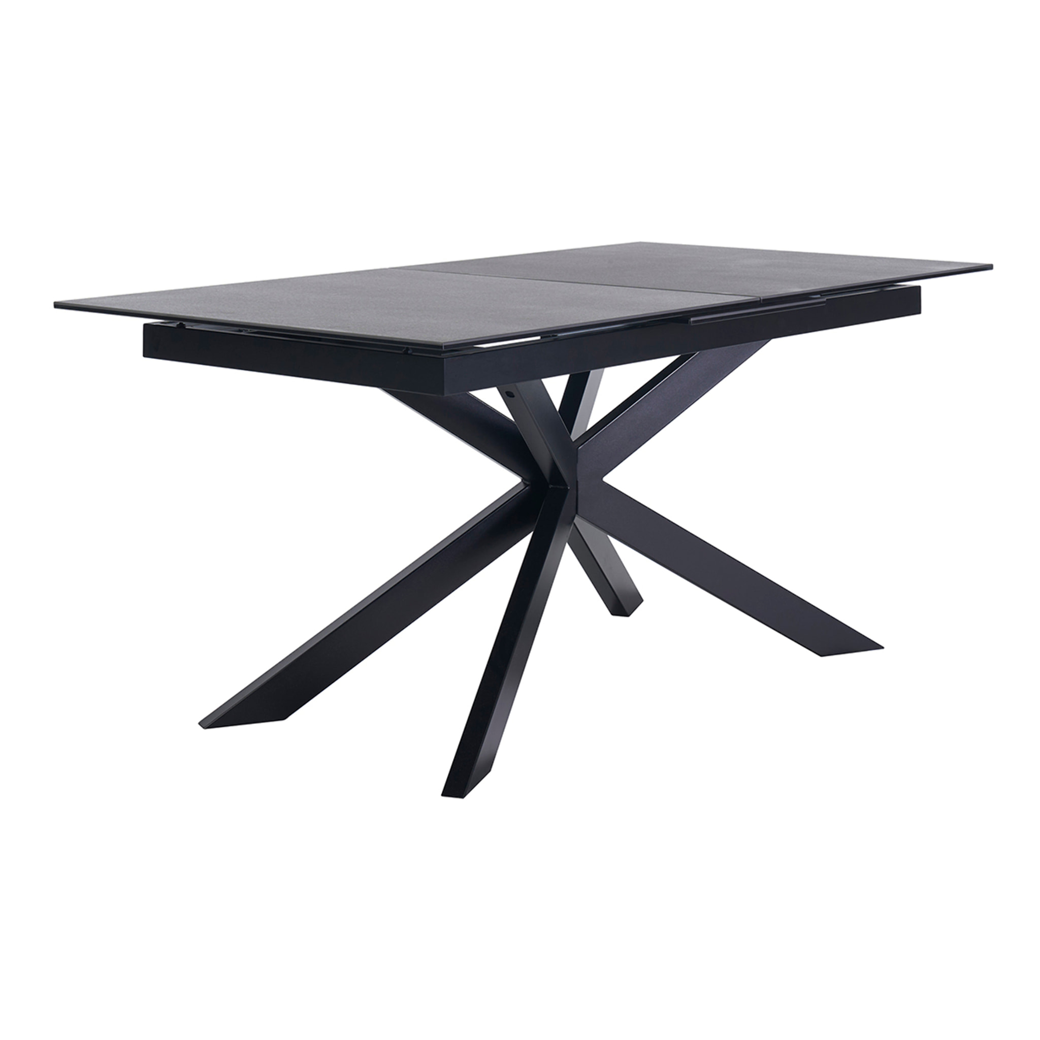 Table à manger extensible en céramique noire et métal L168-210 cm MELZA