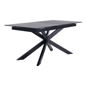 Table à manger extensible en céramique noire et métal L168-210 cm MELZA