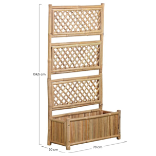 Fioriera in legno grigliato di bambù 70x30x134