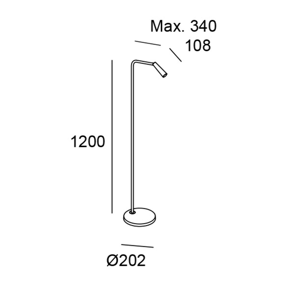LEDS C4 Pie de salón Gamma LED 4.3 Blanco cálido - 2700K ON-OFF Oro mate 293lm