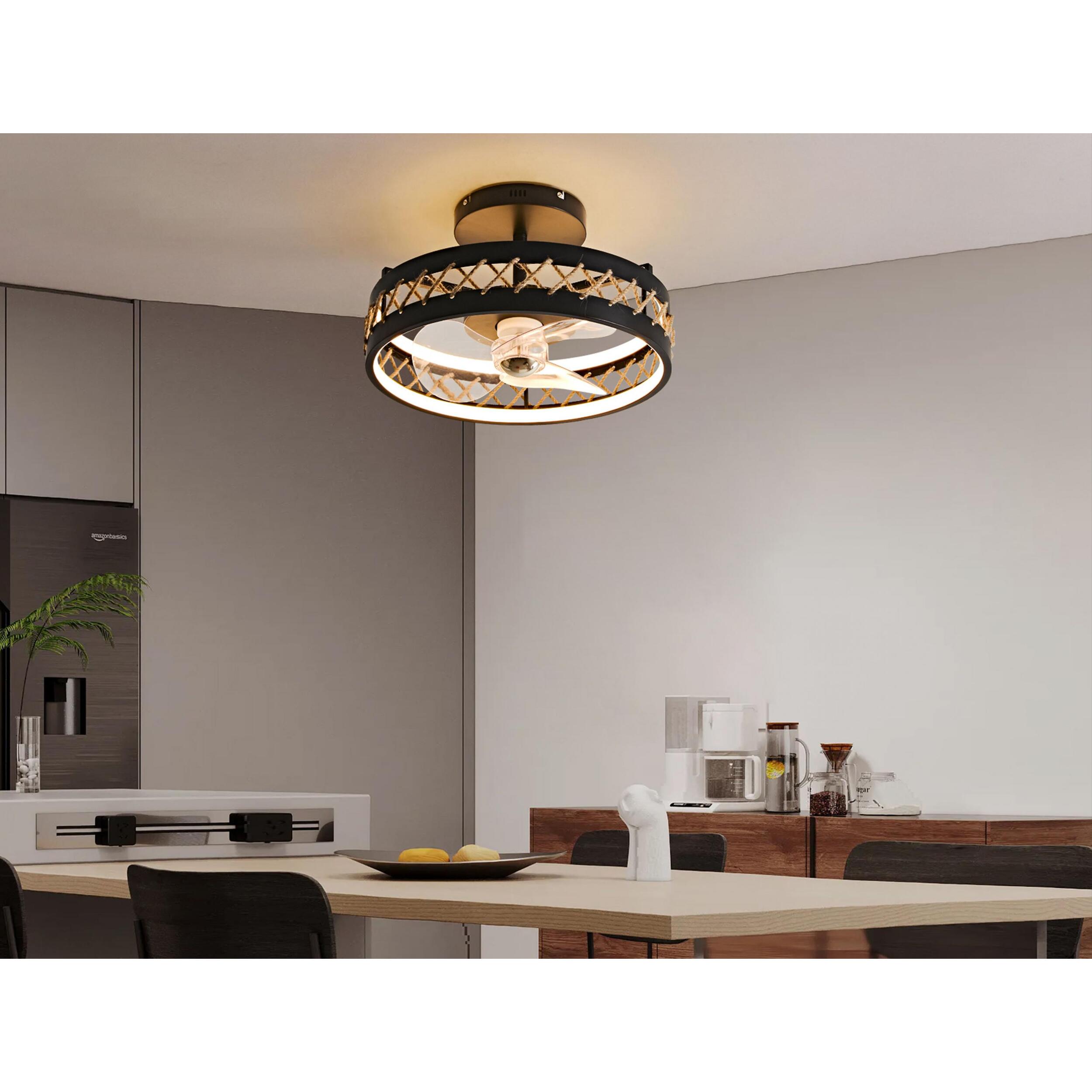 Lampe LED à ventilateur avec détails de finition en corde
