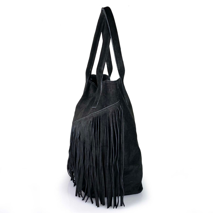 Borse Donna colore Nero-in pelle Made in Italy 36x45x19cm