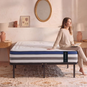 Ensemble Matelas Quintessence & Sommier Cadre Métal, Mémoire de Forme & Haute Densité, 30 cm, Accueil Enveloppant, Soutien Ferme