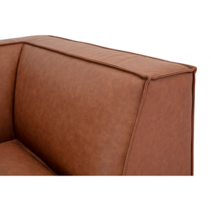 Canapé d'angle modulable vintage 5 places et pouf en cuir marron SPLIT