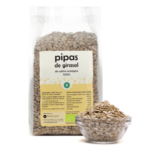 PLANETA HUERTO | Pack 2x Pipas Peladas de Girasol ECO 500g Semillas Ricas en Vitamina E, Minerales y Ácidos Grasos Saludables