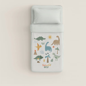 Cool Kids - Saco Nórdico Estampado - Infantil - Con cremallera - Incluye 1 Funda de Almohada - 100% Algodón - Dinoland