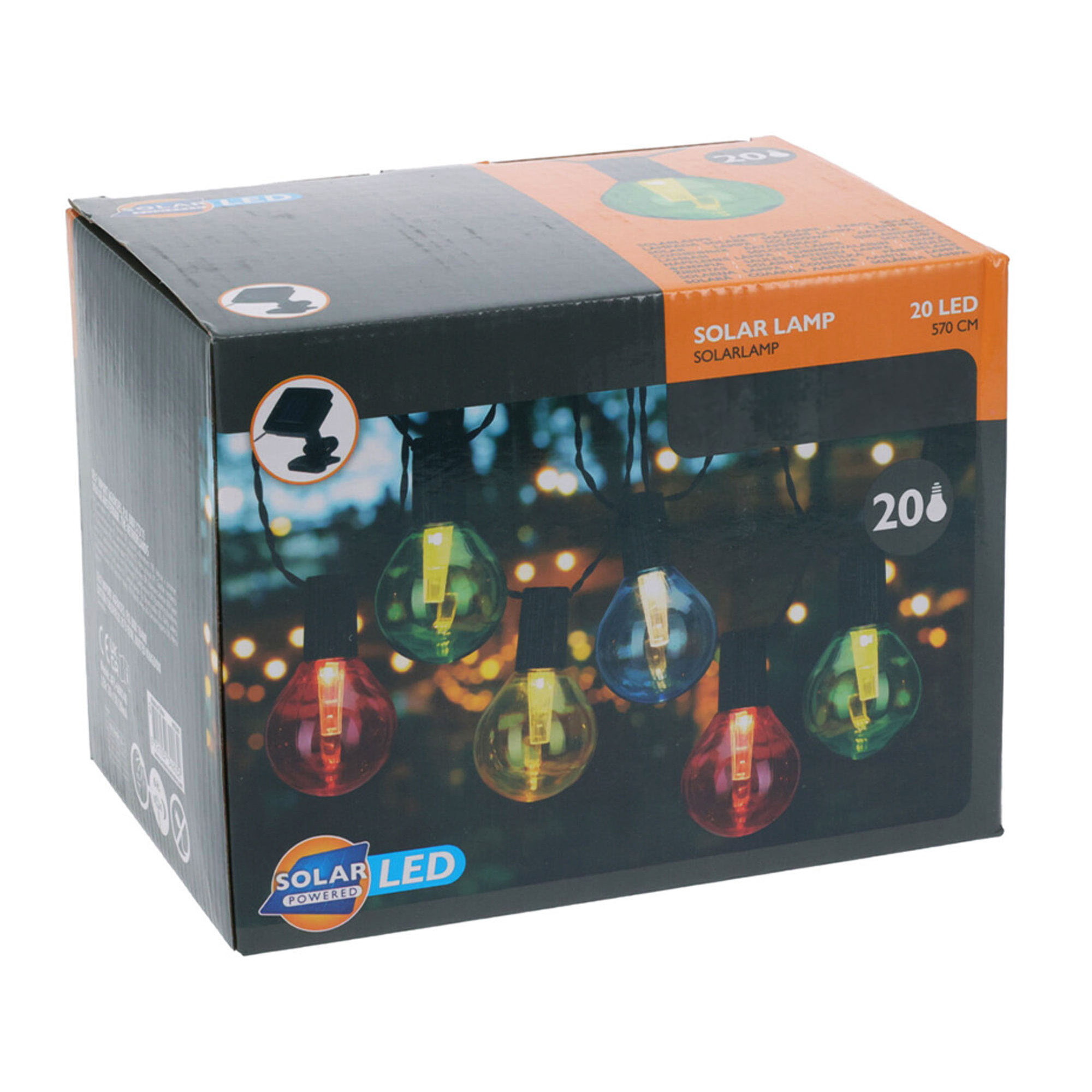 Set de luces led multicolores de panel solar y batería recargable incluida