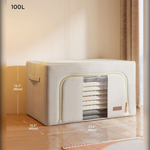 Set super de 3 cajas de almacenamiento de ropa, 24 + 66 + 100 l, plegable, en material textil