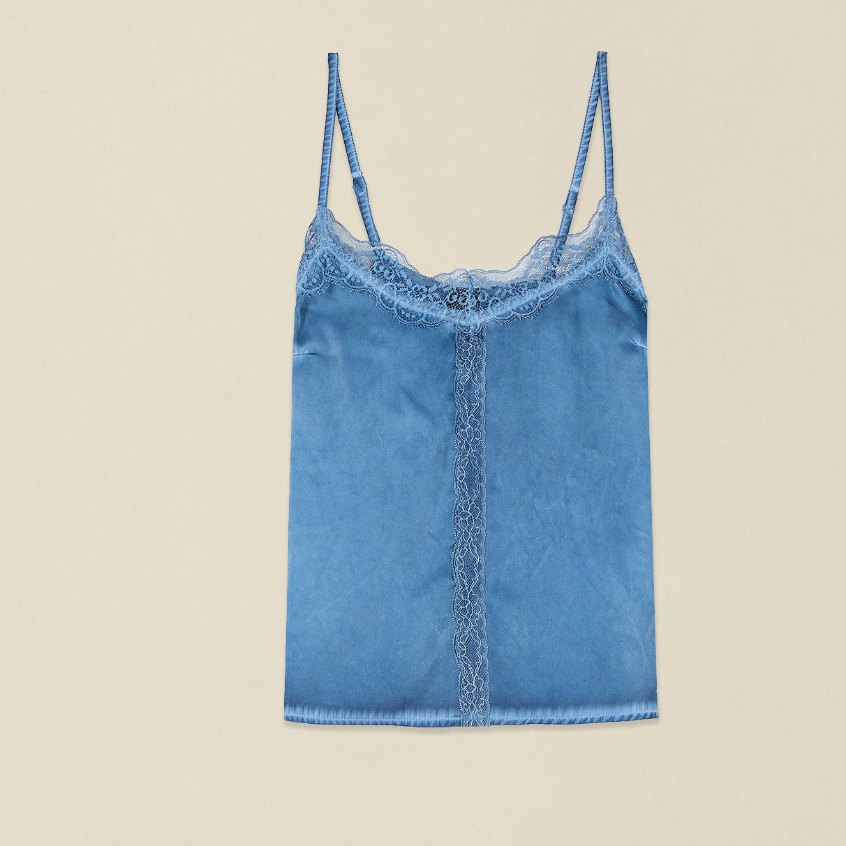 Oltre - Top in raso effetto delavé - Azzurro