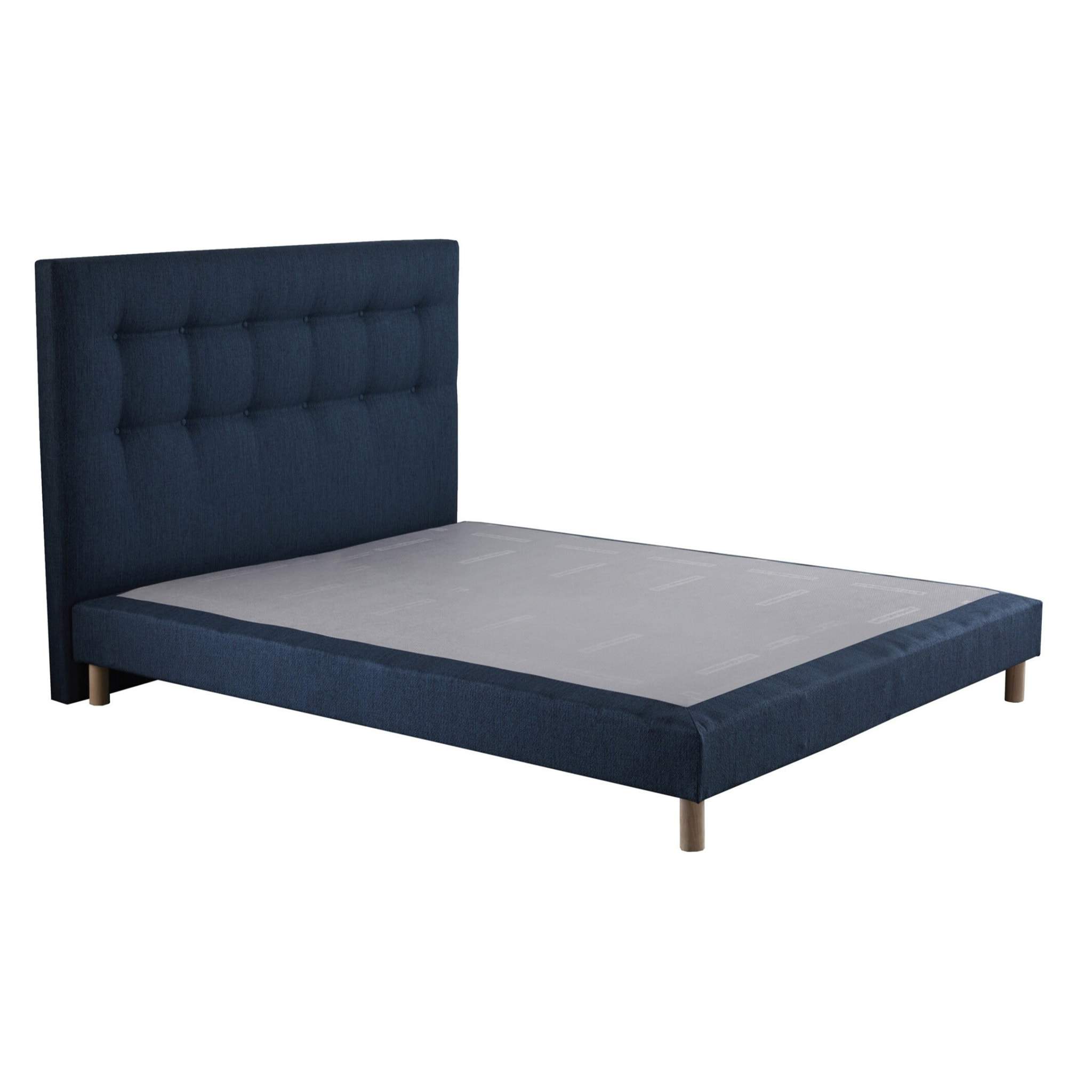 Sommier confort CRÉPUSCULE, durable avec tête de lit capitonnée - bleu marine