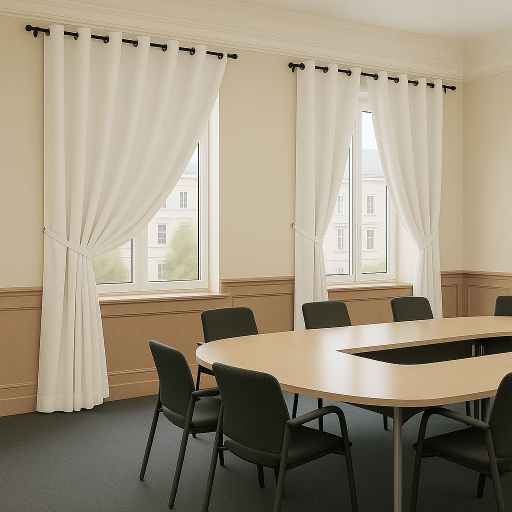 Rideau 100% Occultant Ignifugé M1 Non Feu Ecru - Ecru