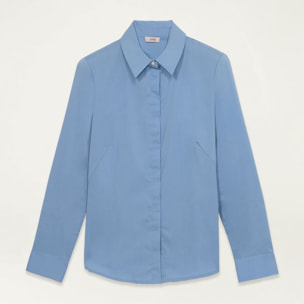 Oltre - Camicia in popeline con bottone gioiello - Azzurro
