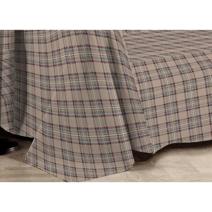 Telo Arredo Multiuso Copritutto 100% Cotone Tartan Beige