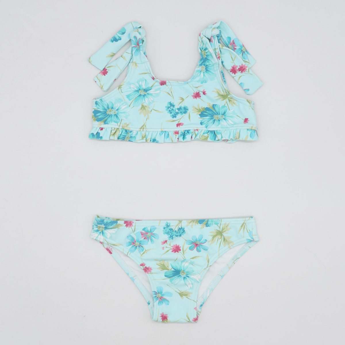 BIKINI FLOR AZUL GRANDE TIRANTE Y LACHO ANCHO