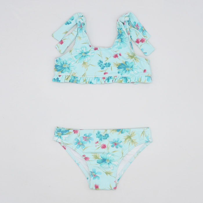 BIKINI FLOR AZUL GRANDE TIRANTE Y LACHO ANCHO