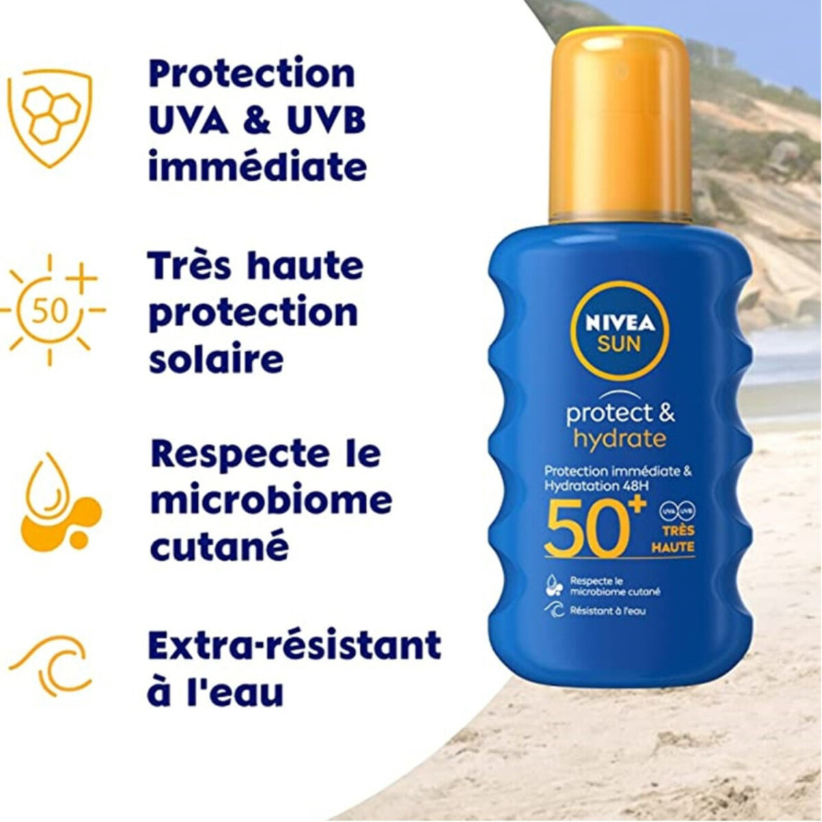 Pack de 2 - Protection solaire spray hydratant NIVEA SUN FPS 50+ PROTECT & HYDRATE 200ml