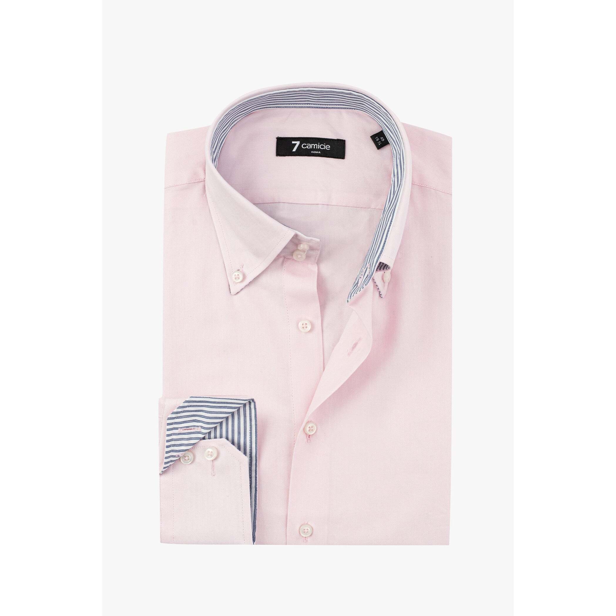 Camicia Uomo 2 Bottoni Button Down Slim Oxford unito Rosa