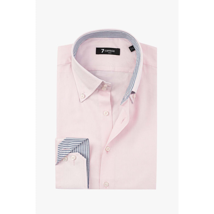 Camicia Uomo 2 Bottoni Button Down Slim Oxford unito Rosa