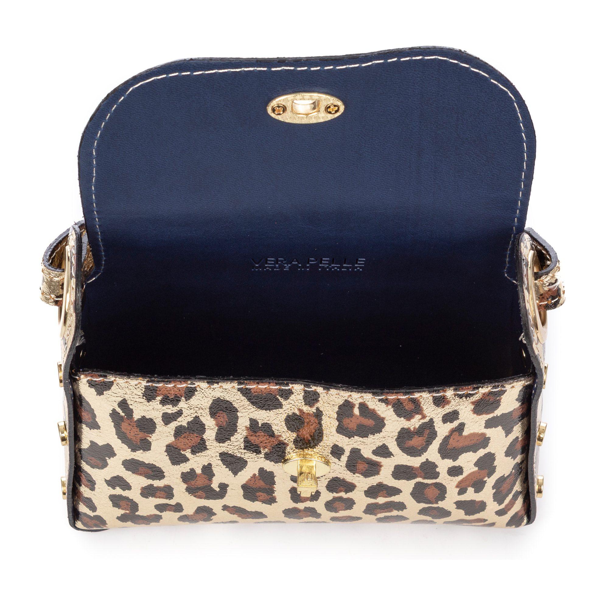 Aquileia bolso de mano mujer. Piel auténtica Gamuza con estampado animal print leopardo lacada brillante.