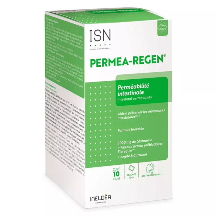 Ineldea Santé Naturelle - Permea-Regen - Préserve la Santé de l'Intestin - A Base de Plantes, Vitamines et Minéraux - Arôme Fruits Rouges - 10 Sachets