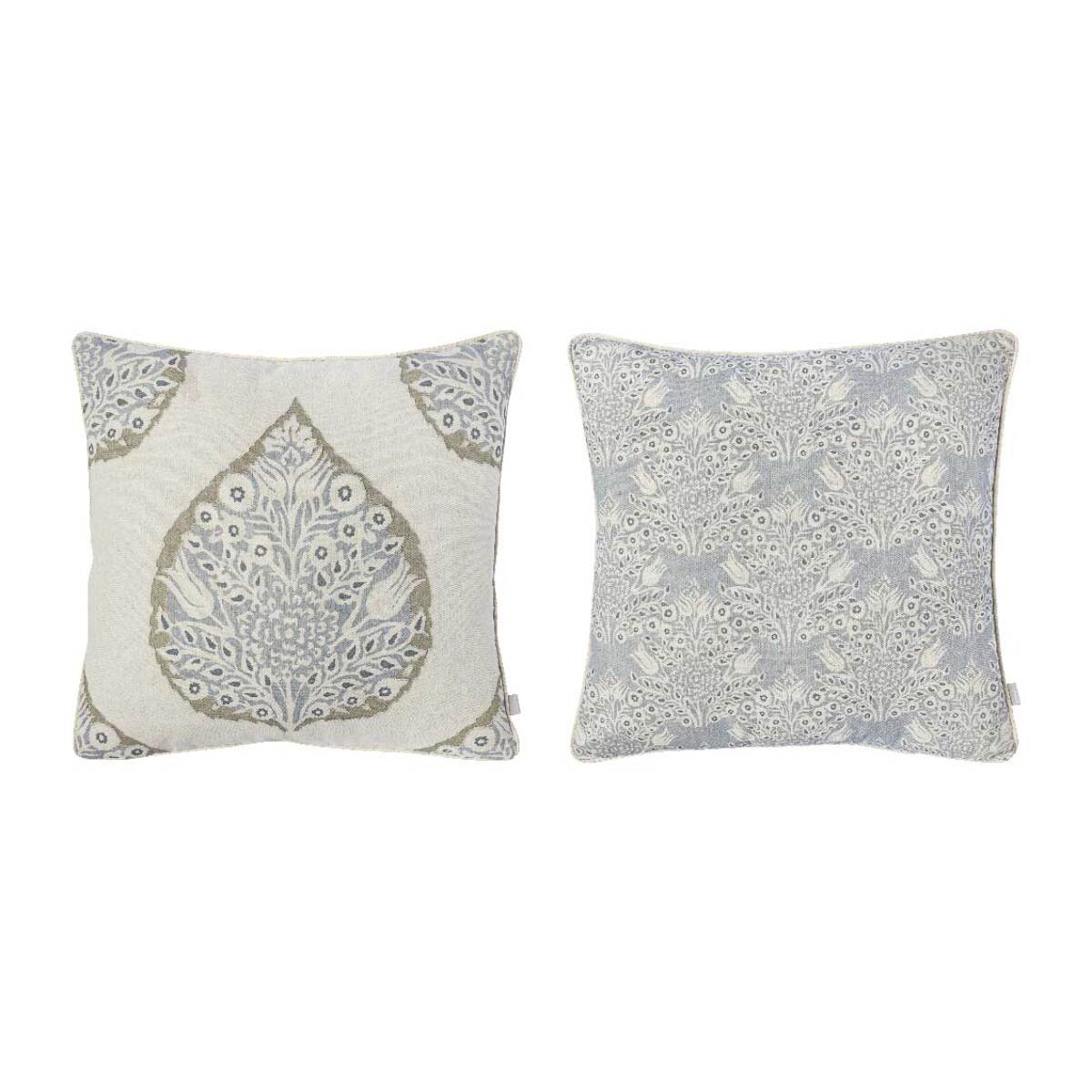 2 Fundas de cojín de algodón BLUE LEAF 50x50 cm . Disponible en varios colores.