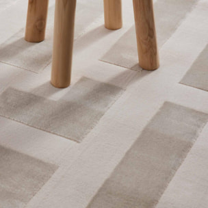 Tapis salon, motif géométrique relief texturé, kavi, design raffiné
