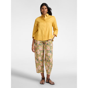 Elena Mirò - Camicia boxy in lino - Giallo