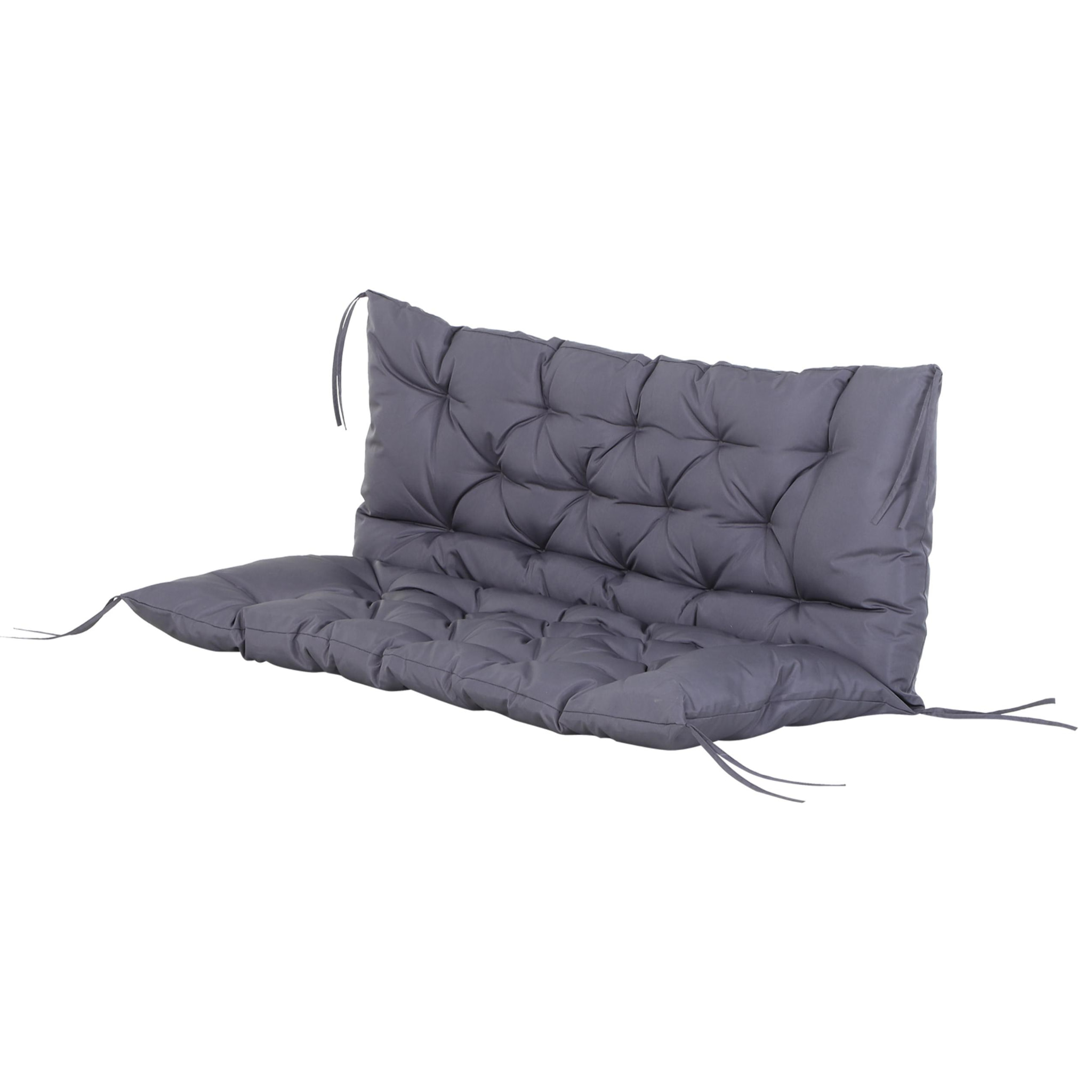 Coussin matelas assise dossier pour banc de jardin balancelle canapé 2 places grand confort 120 x 110 x 12 cm gris