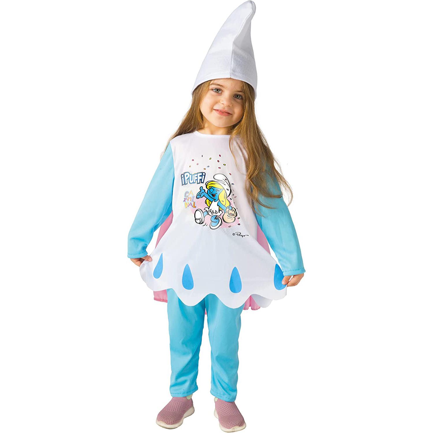 Costume Carnevale Travestimento Bambina Vestito Puffetta Originale